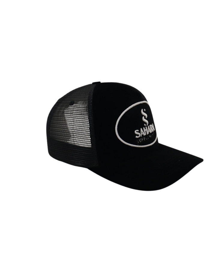 Sahara Velour Hat Black on White