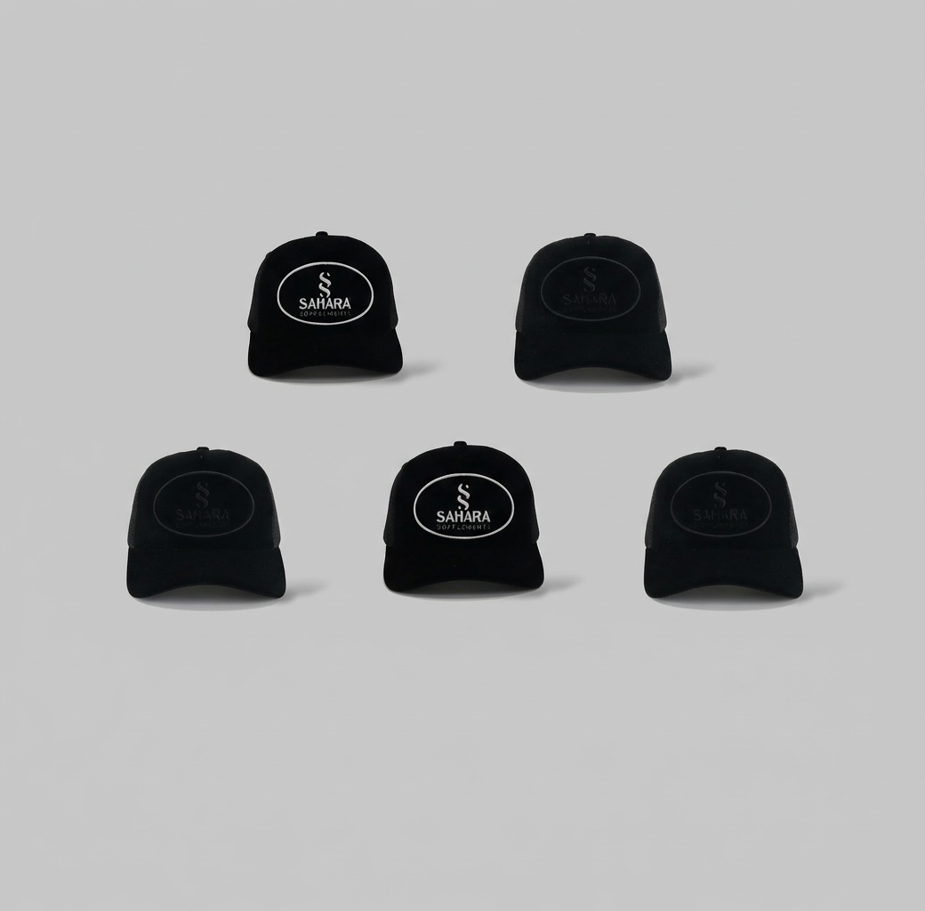 Sahara Velour Hat Black on White