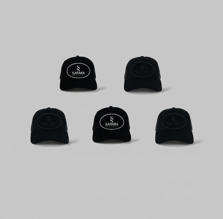 Sahara Velour Hat Black on White